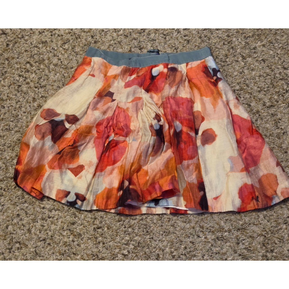 Ann Taylor Loft‎ Floral Pleated A-Line Skirt Women's Size 8 Multicolor Zip Up